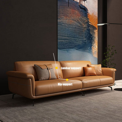Orange Genuine Leather 3 - Piece Living Room Set