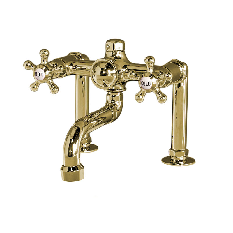 Robinet de baignoire à fixation sur plateau avec poignées à 5 rayons de Strom Living, Laiton ultra enduit