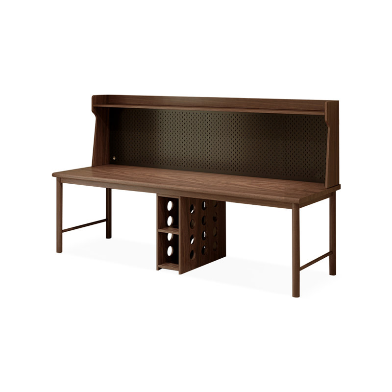 Nut-brown Rectangular Solid Wood  desk, 29.53" H x 62.99" W x 23.62" D