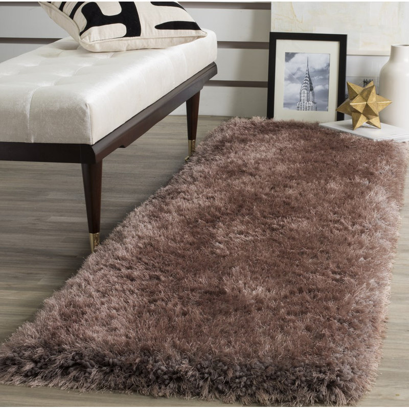 Tapis performance à poil long de couleur unie touffeté à la main de luxe Bevan, Rectangle 4pi x 6 pi
