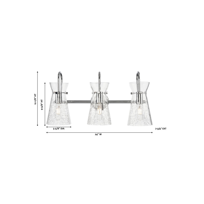 Estelle – 3 Light 24" Bath Vanity Light, Polished Chrome