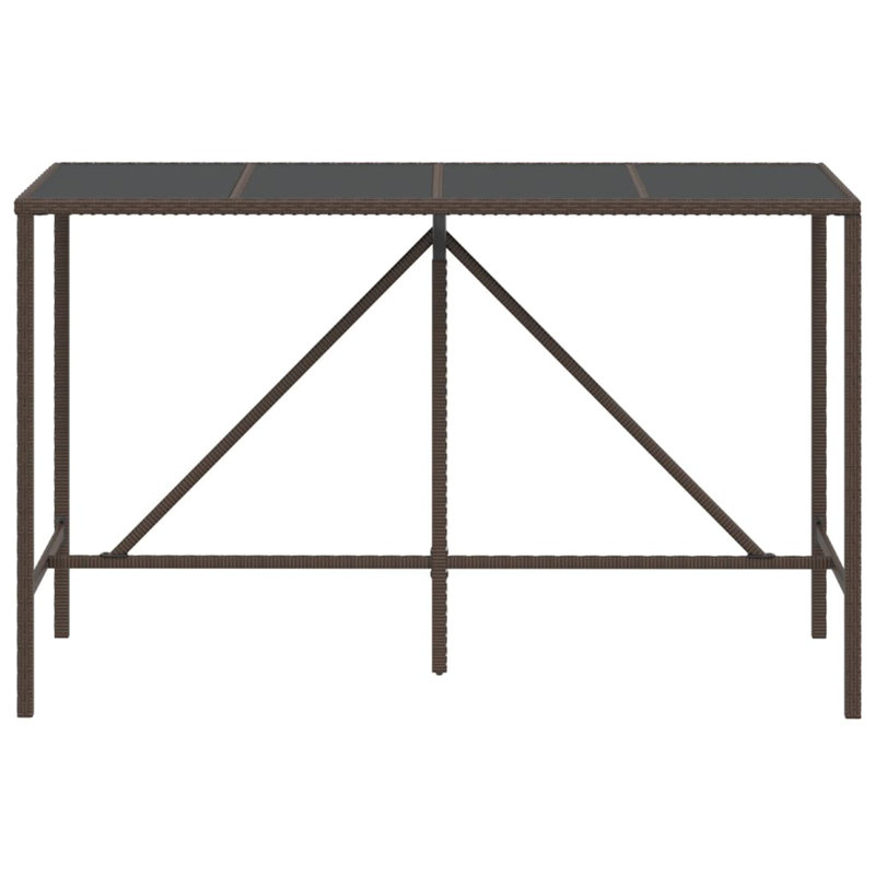 Leithan Rectangular Outdoor Bar Table , 180cm cm W 70cm cm D, Brown