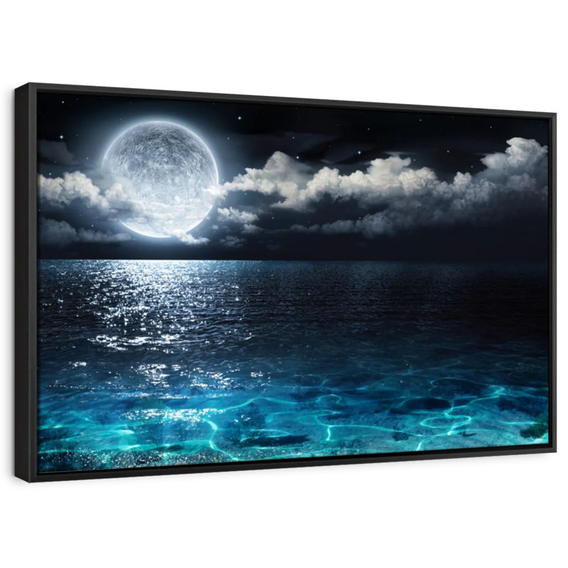 Impression sur toile Moonlit Blue Sea, H 9 po x l 13 po