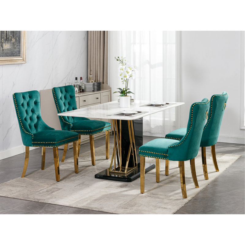 Chaise d'appoint rembourrée Gaudet Fulkerson, Vert, Doré