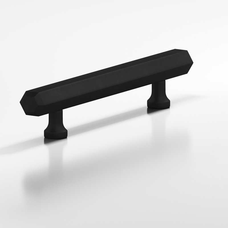 Hexagonal Beveled Cabinet Pull With Flared Posts, Matte Satin Black