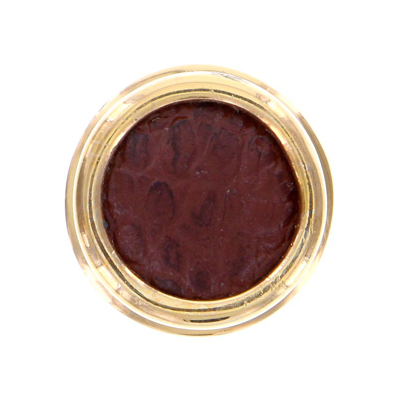 Equestre Round Knob, Small, Polished Gold, Gray Stone