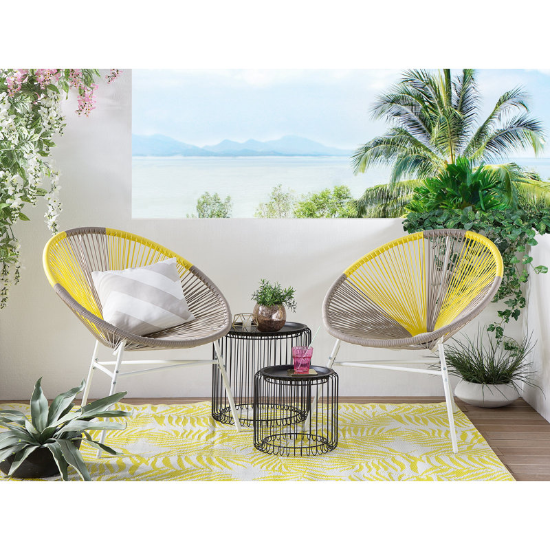 Broseley Wicker Outdoor Lounge Chair, White/Yellow