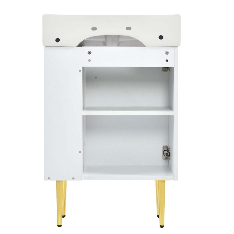 Meuble-lavabo de salle de bain avec lavabo simple en céramique