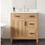 Meuble-lavabo de salle de bain de 76 cm (30 po) en bois d'acacia avec cadre en bois massif, portes et tiroirs à fermeture amortie, tablette réglable, meuble de rangement moderne