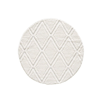 Luxurious Cream Area Rug, 5.2 x 5.2 Feet | 100% Polypropylene, 1.1 lbs/sq ft | Pile Height: 0.7 Inches | Machine Woven, Non-Slip Dot Underside, Antibacterial | Perfect for Living Room, Bedroom & Dining Areas