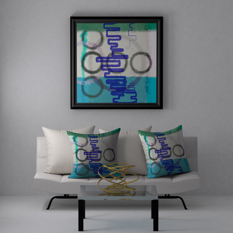Abstract Reversible Throw Pillow, 18" H x 18" W