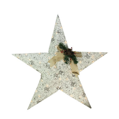 Décoration murale de Noël étoile de bouleau rustique 36 "avec lumières claires