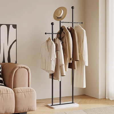 Standing Coat Rack with Marble Base Heavy Duty Clothes Hanger Rack Metal Coat Tree