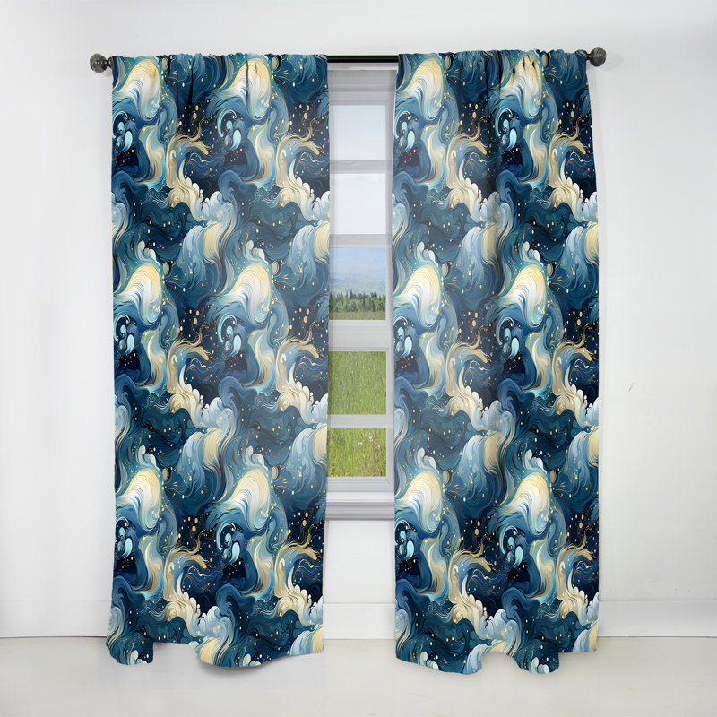 Rideau obscurcissant en marbre blanc Cosmic Elegant Whirls I - 1 panneau, L 52 po x L 108 po