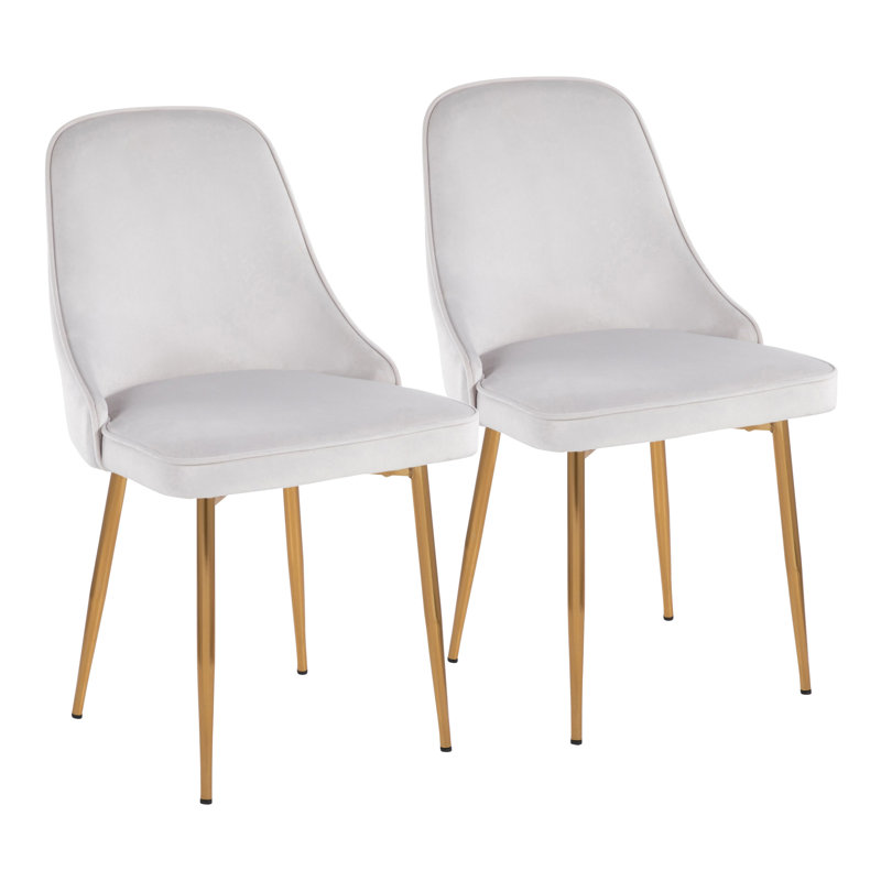 Stanca 20'' H Velvet Upholstered Side Chair, Blue, Gold