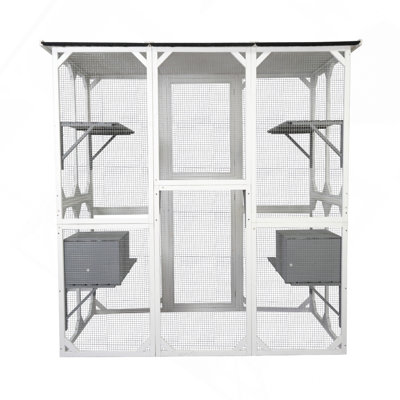 Cage à chat en bois blanc
