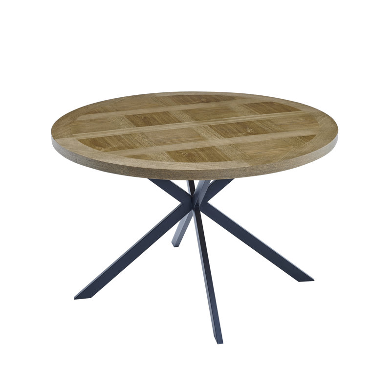 Tona Oak Round Metal Base Dining Table