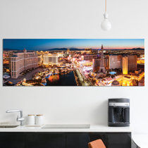 USA, Nevada, Las Vegas, The Strip at Night, Elevated View | Large Solid-Faced Canvas Wall Art Print | Great Big Canvas
