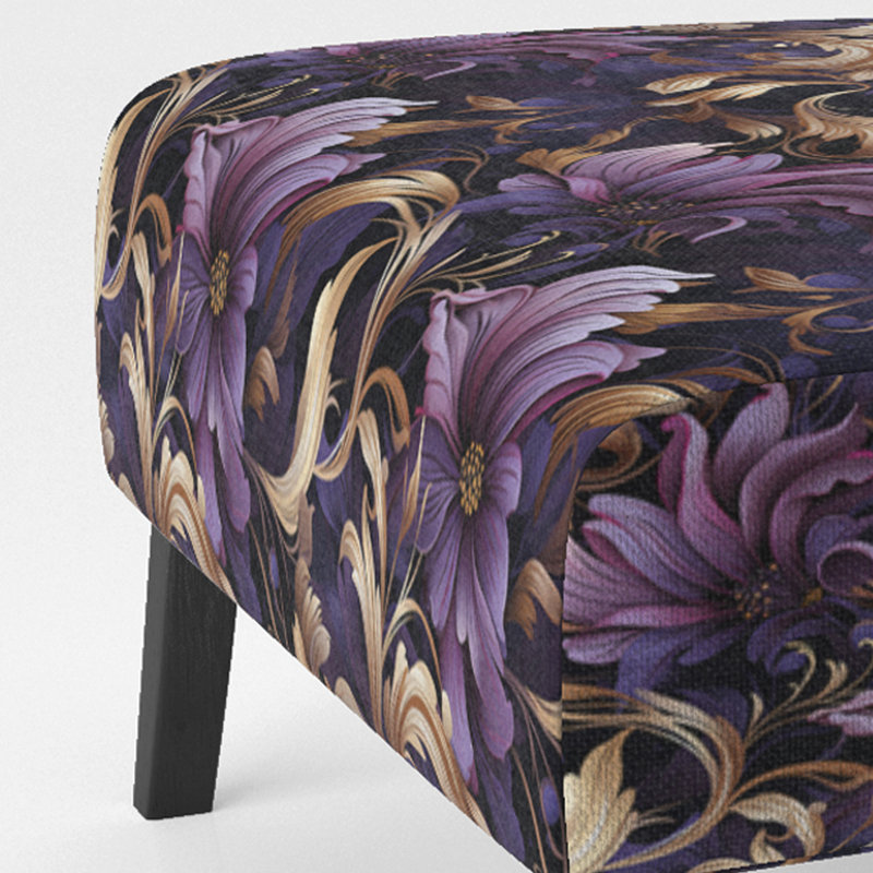 Glamorous Gold And Purple Damask Pattern II - Upholstered Glam, Modern Accent Slipper Chair