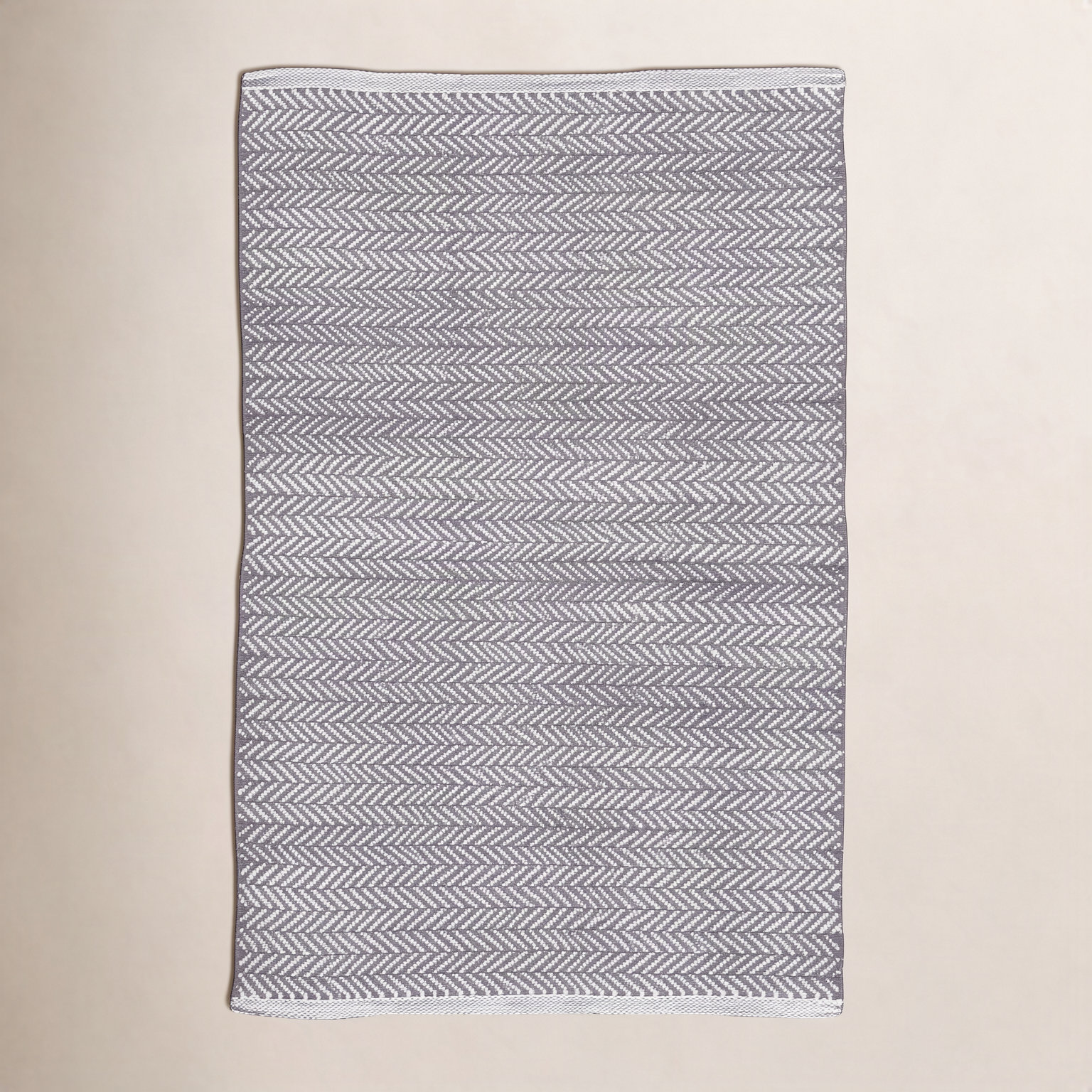 C3 Herringbone Shale White Outdoor Rug, Rectangle 6' x 9'