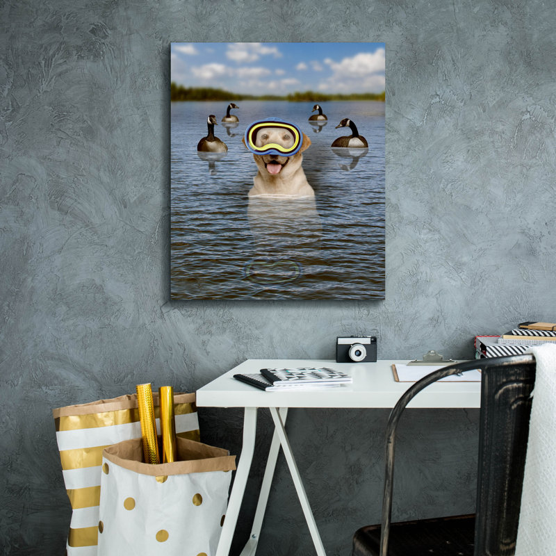  «Lab And Geese» par John Hovenstine, art mural sur toile, 20 po x 24 po, H 24 po x l 20 po
