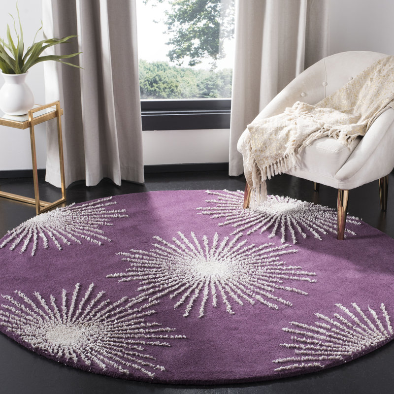 Amier Hand Tufted Wool And Viscose Abstract Rug, Round 8'
