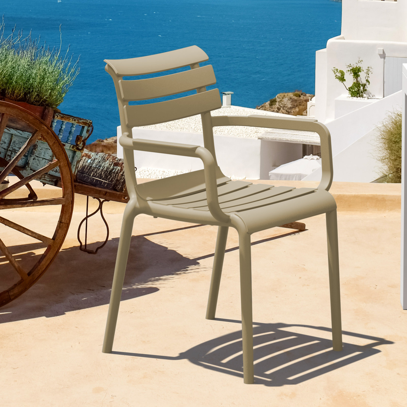 Aragons Stackable Patio Armchair, Taupe