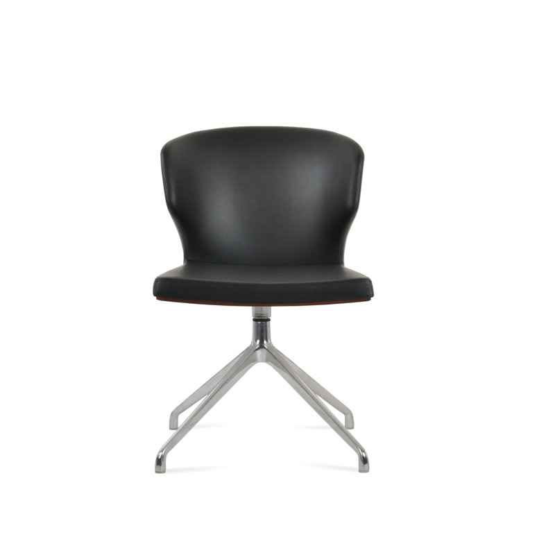 Fauteuil pivotant Amed Plus, Chrome poli, Noir