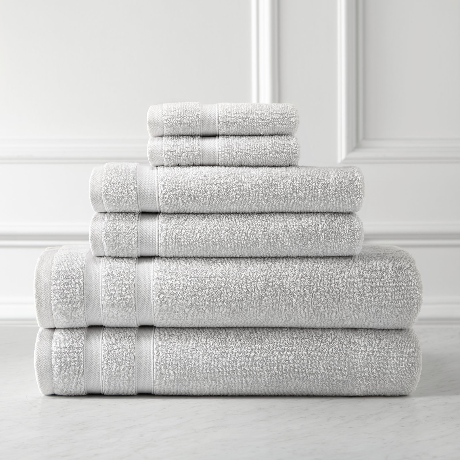 Southshore 6-Piece Cotton Towel Set, Light Gray