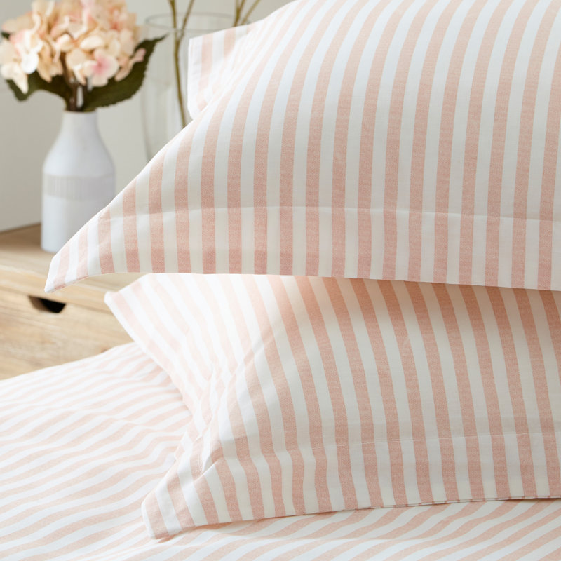 Hebden Mélange Stripe 100% Cotton Duvet Cover Set, Single Duvet Cover + 1 Standard Pillowcase, White