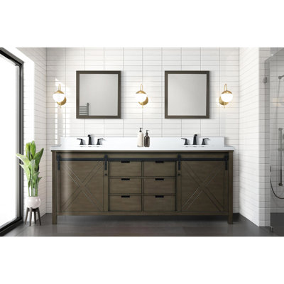 Meuble-lavabo double 84 po L, 22 po, brun rustique, avec plateau en marbre, structure en bois massif, fermeture en douceur et deux armoires à six tiroirs pour le rangement de couleur brune, largeur, profondeur, comptoir, beaucoup de construction