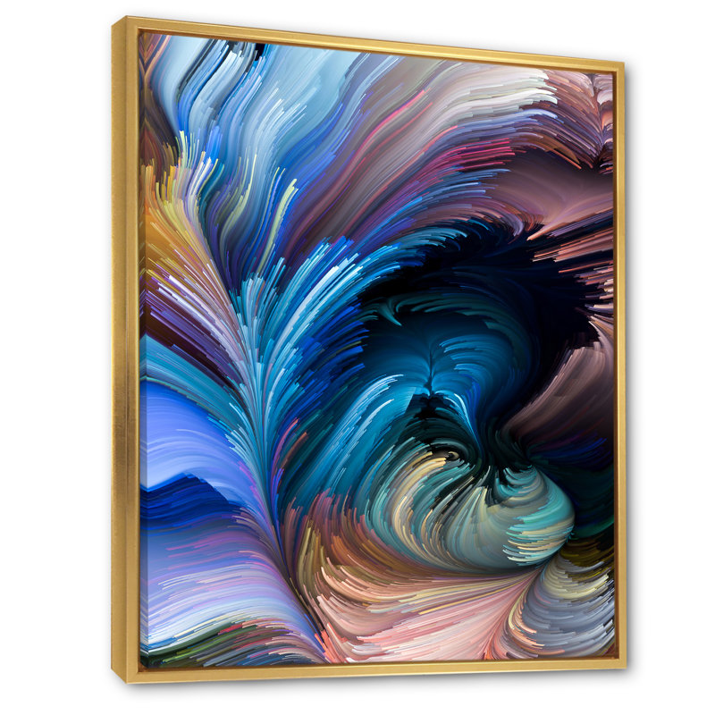 Élégance de liquide Art 11 - décoration murale moderne en toile, H 20 po x l 12 po x P 1 po, Cadre flottant doré