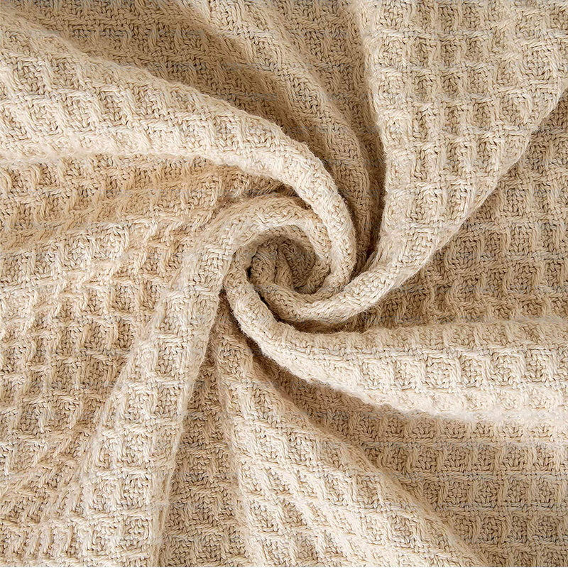 Couverture en coton, Très grand, Beige, 5