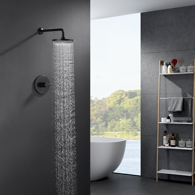 Euro Collection Shower Trim Only: 8" Round Shower Head, Single Handle Set & Rough-in Valve Included - Oil Rubbed Bronze