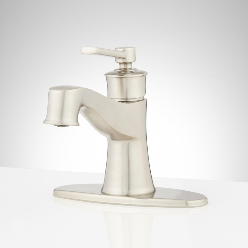 Robinet de salle de bain à trou unique 1,2 GPM avec bonde escamotable, Nickel brossé
