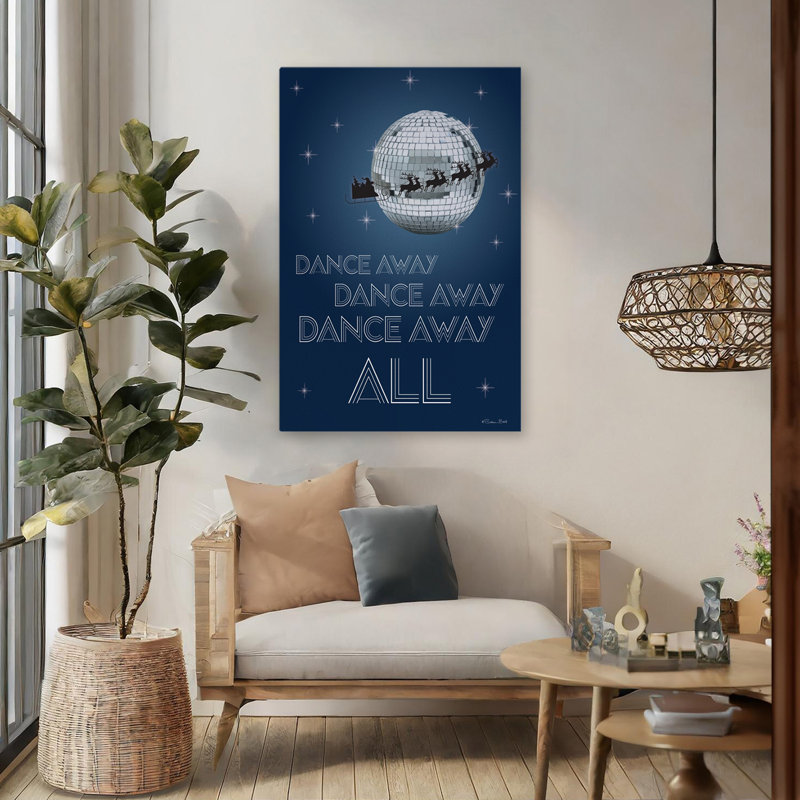 Dance Away Disco Christmas - Balle disco contemporaine, traîneau de Noël, silhouette, art renne, H 48 po x l 32 po