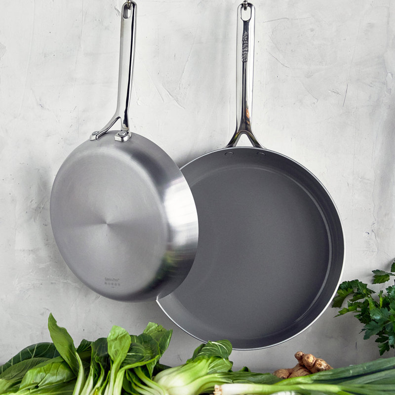 GreenPan GP5 Healthy Ceramic Nonstick Stainless Steel 2 Piece Frypan Set, 10" And 12"