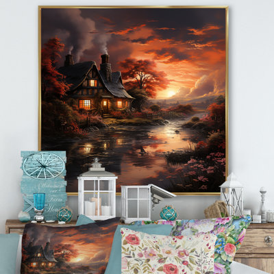 Cottage Sunset Sanctuary 3 - Landscape Canvas Wall Art