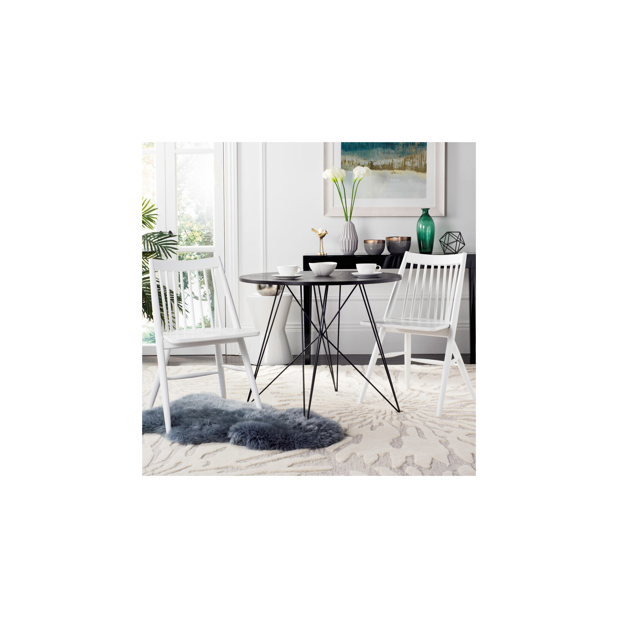 Kloss Solid Wood Slat Back Side Chair, White