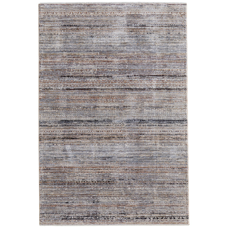Handmade Polyester Area Rug in Gray, Rectangle 3'9" x 5'9"