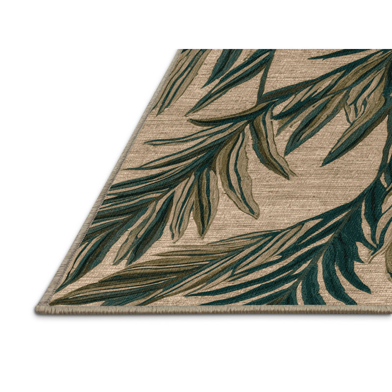 Tapis botanique brun lavable à la machine, Carré 5 pi