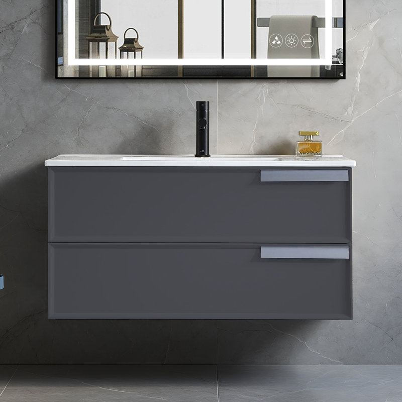36'' Wall Mounted Single Bathroom Vanity with Sink, Matte Grey