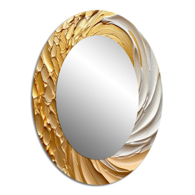 Gold Eternal Swirl I - Large Oval Wall Mirror On Metal