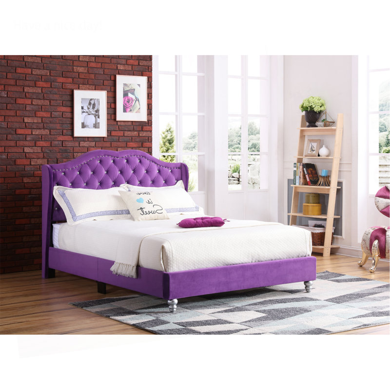 Lit tapissier élégant mauve transitionnel, Mauve, Grand lit