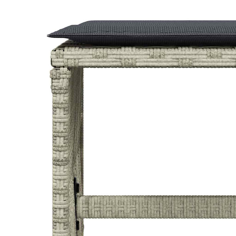 11 Piece Garden Dining Set with Cushions Poly Rattan, Black, Light Grey