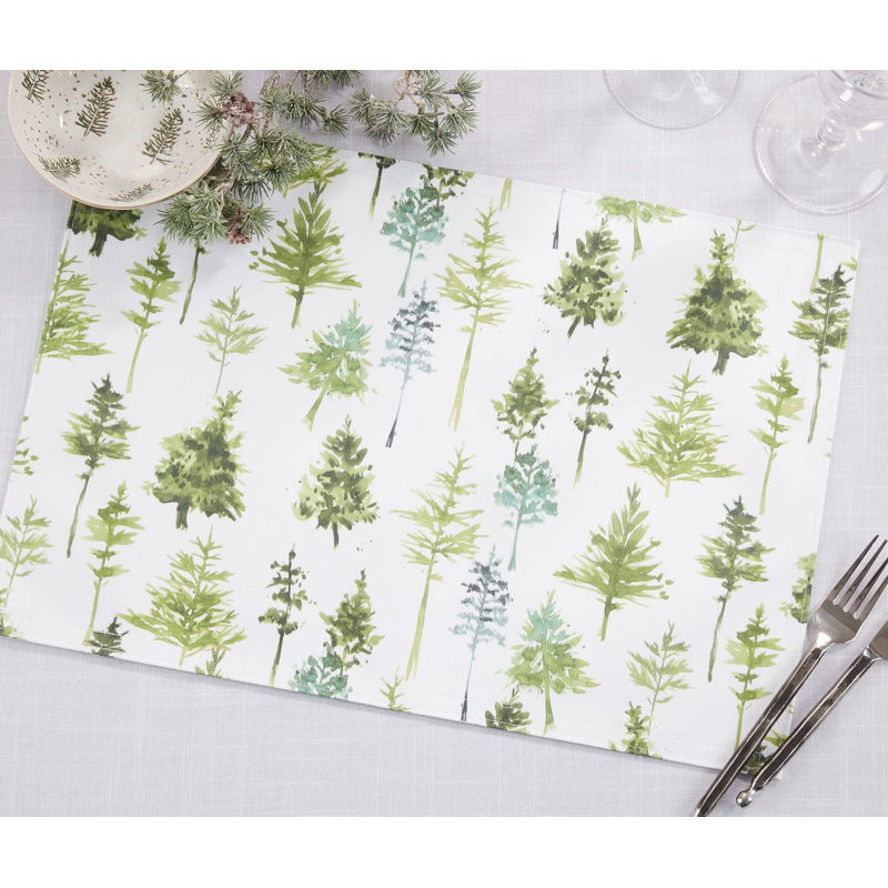 Ensemble de 4 napperons verts Hiver et forêt de Noël l 13 po x L 19 po