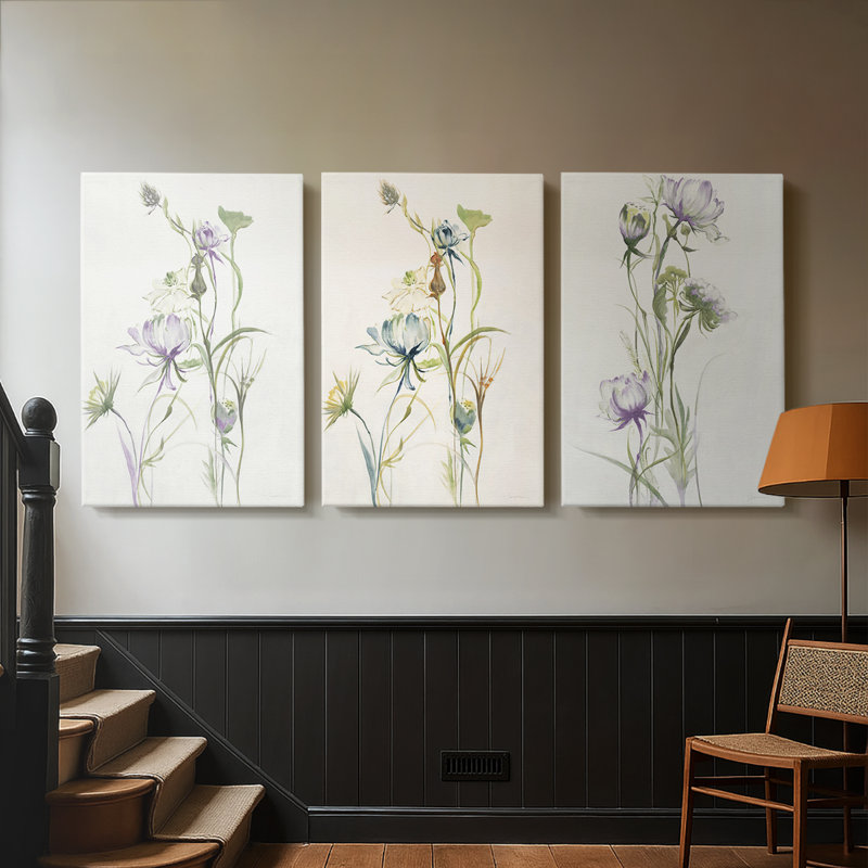 Fin de l'été, fleurs sauvages I V30, toile tendue sur mesure - 3 pièces, H 12 po x l 24 po