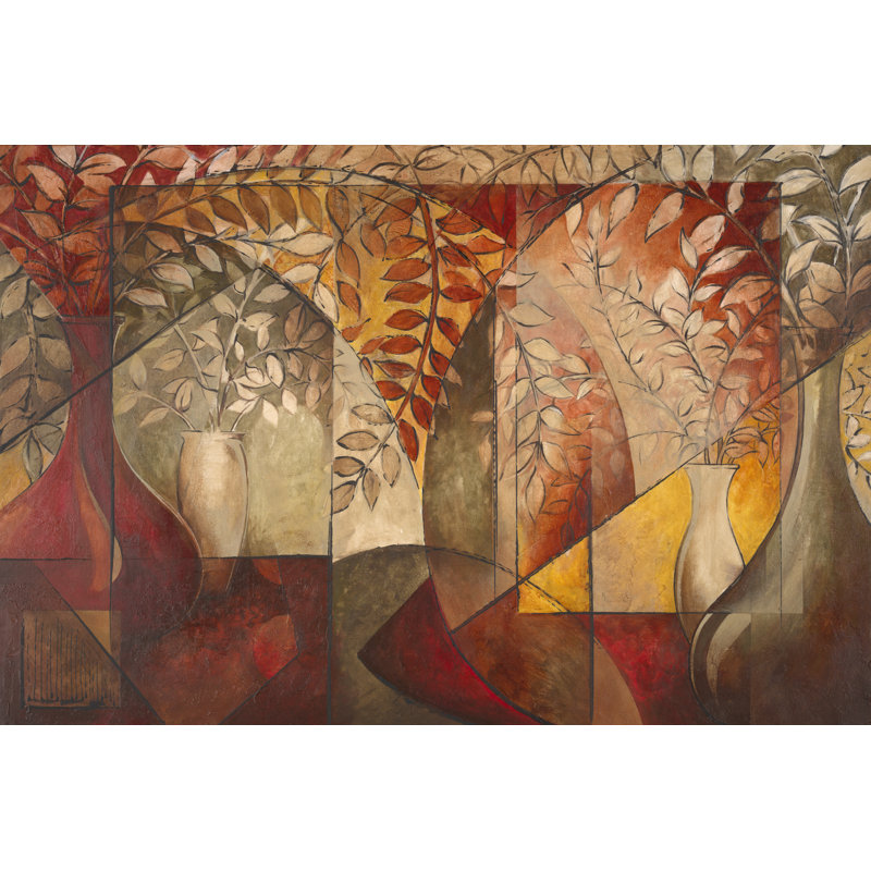 Cubist Plant Still Life - Wrapped Canvas Painting, 30cm H x 46cm W x 3.8cm D