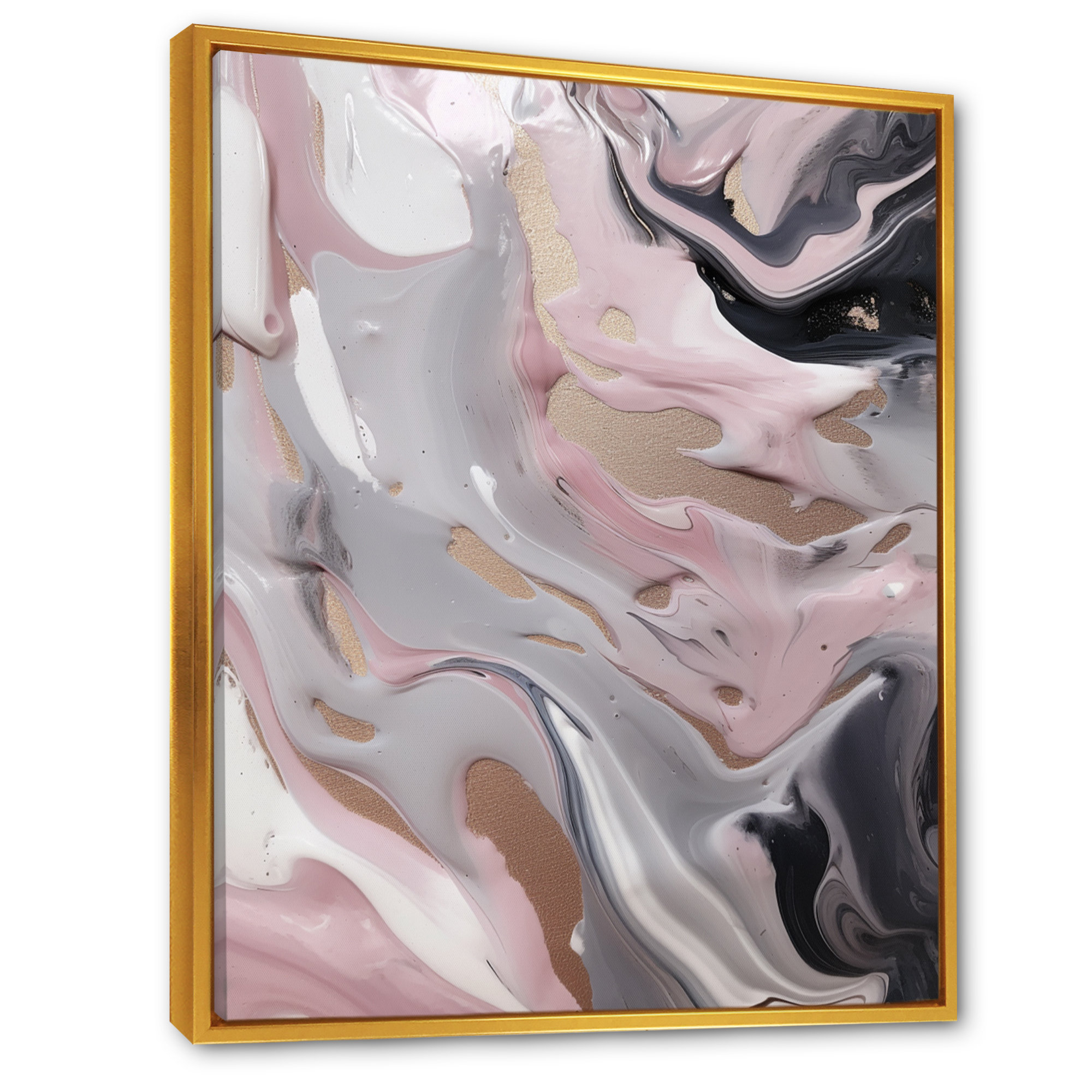 Solid Marble Paint Artwork IV - Abstract Marble Wall Art Prints Mercer41 Format: Gold Floater Framed, Size: 20 H x 12 W x 1 D