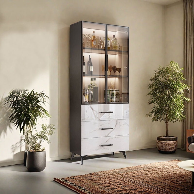 Norik, Black/Gray, (3 Shelves) 70.87"H x 27.56"W x 15.75"D
